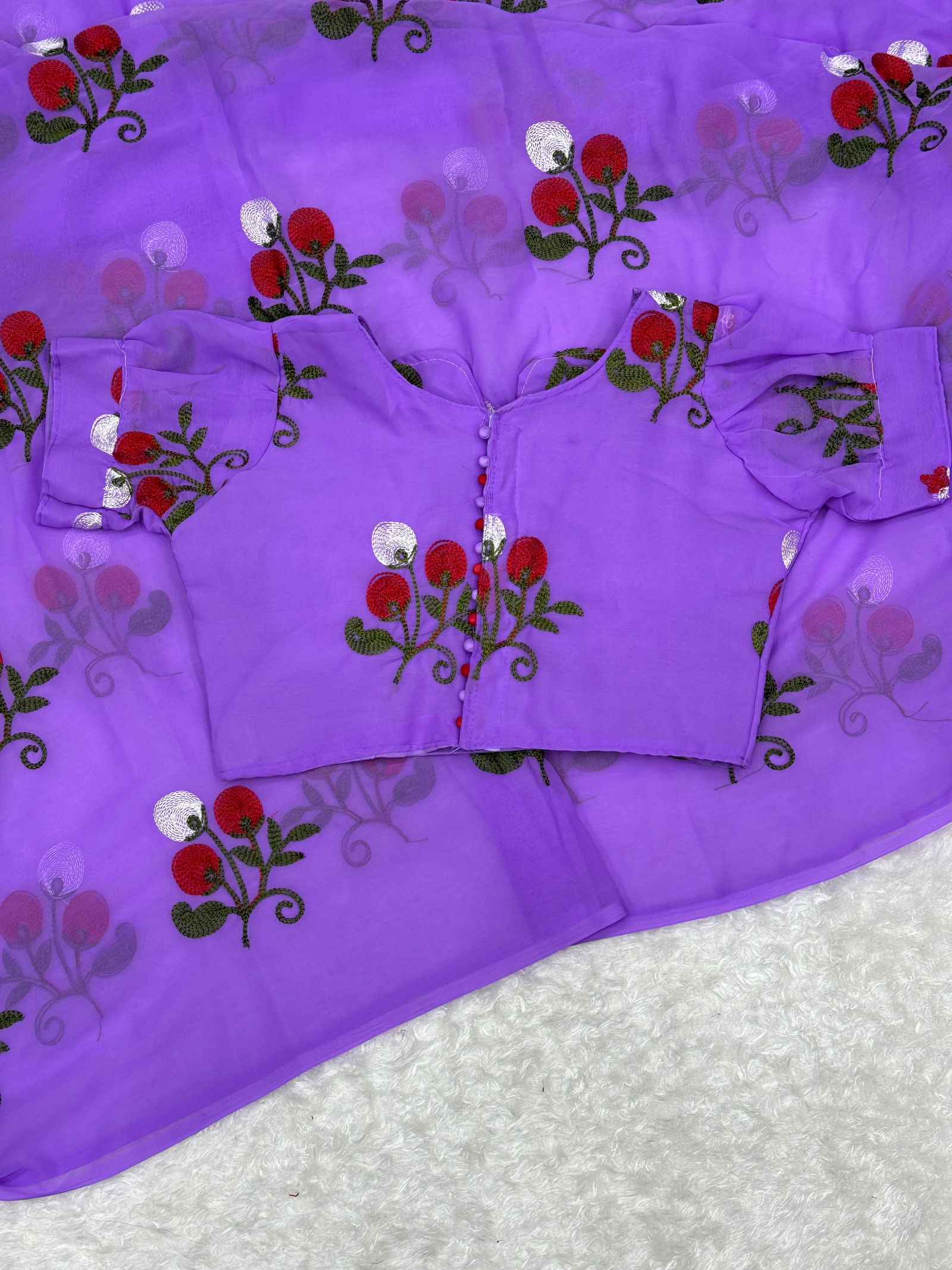 Vivera Flower Designer Georgette Readymade Blouse Sarees Wholesale Shop In Surat